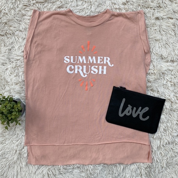 Nickel & Suede Graphic Hi Lo Tee 💗 Peach & White - Picture 3 of 12